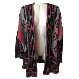 Cotton Emporium Tribal Open Front Thick Draped Long Cardigan Sweater Size XS